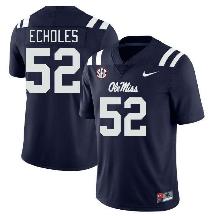 Men #52 William Echoles Ole Miss Rebels College Football Jerseys Stitched-Navy